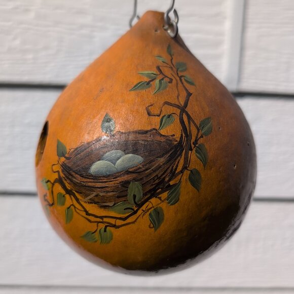 Hand-Painted Gourd Birdhouse Decoration - Picture 3 of 6